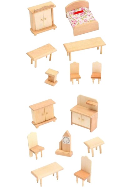 Ahşap Bebek Evi Mobilya Seti 2 Mini Mobilya Minyatürleri (Yurt Dışından)