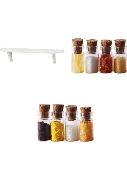 Bebek Evi Ahşap Mini Duvar Rafı ve Baharat Şişeleri 1:12 Mobilya Accs (Yurt Dışından)