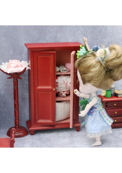 1:12 Dollhouse Minyatür Hizch Gardırop Kilitli Yatak Odası Mobilya Seti Dıy (Yurt Dışından) modelleri