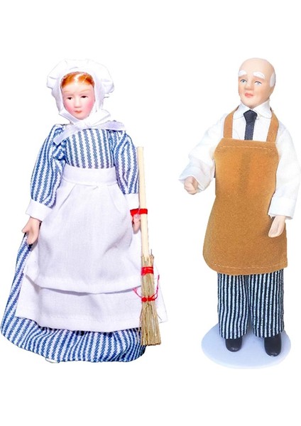 2x 1/12 Dollhouse Minyatür Porselen Bebek Modeli Küçük Güzel Kız Erkekler (Yurt Dışından)