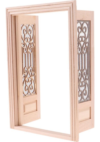 Ahşap Minyatür Içi Boş Ekran Çift Kapı ve 1/12 Bebek Evi Için Pencere Diy (Yurt Dışından)