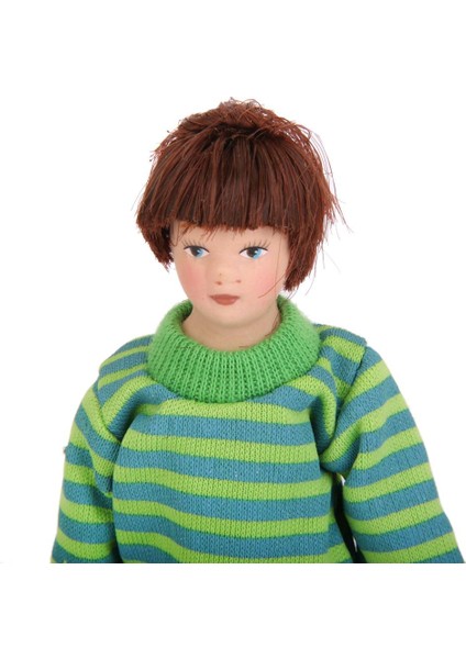 Dollhouse Porselen Bebek Kahverengi Saç Küçük Erkek Erkek Mavi Kazak W. Durmak (Yurt Dışından) fırsatları