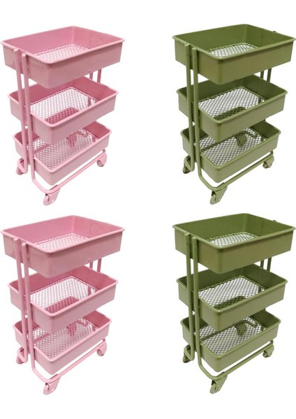 4pcs Modern 1:12 Metal 3 Katmanlı Depolama Rafı Dollhouse Aksesuar Pembe ve Yeşil (Yurt Dışından)