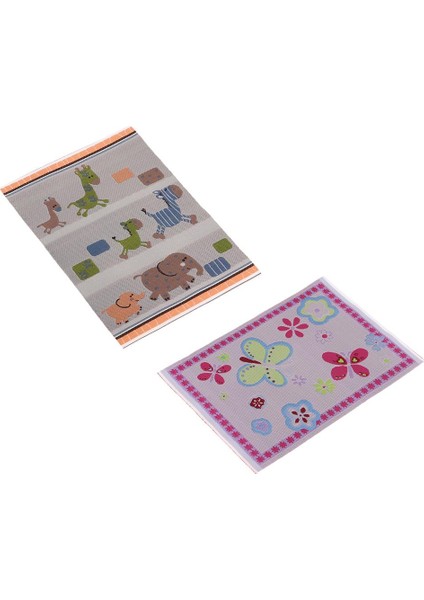 2pcs 12. Kat Kaplama Karikatür Halı Nakış Bezi Mat Bebek Evi Dekor (Yurt Dışından)