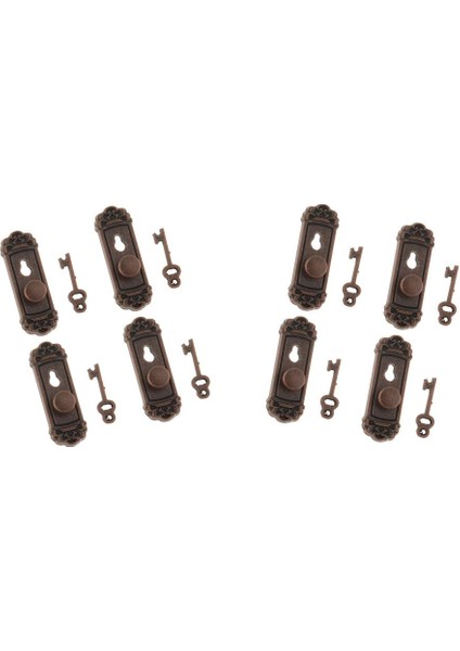 8 Adet 1/12 Dollhouse Minyatür Vintage Kapı Kolu Kilit Anahtar Aksesuar (Yurt Dışından)