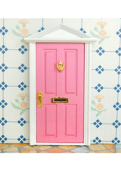 Minyatür Pembe Ahşap Çan Kulesi Kapı ve 1:12 Bebek Evi Dekoru Için Noel Çelengi (Yurt Dışından)