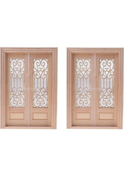 2pcs Vintage Içi Boş Ekran Çift Doordolls House Odalar Dıy Aksesuarları (Yurt Dışından)