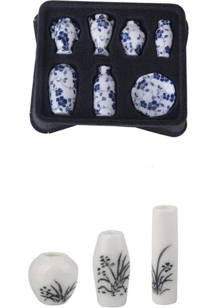 2set Seramik Çin Porselen Çiçek Vazo 1/12 Dollhouse Minyatürleri Ev Accs(Yurt Dışından)