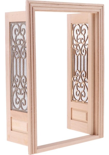 2pcs Vintage Içi Boş Ekran Çift Doordolls House Odalar Dıy Aksesuarları (Yurt Dışından)