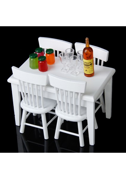 1/12 Dollhouse Mobilya Mutfak Aksesuarları Ahşap Buzdolabı ve Masa Seti (Yurt Dışından) fırsatları