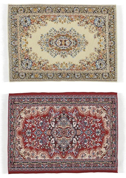 2pcs El Yapımı Dokuma Halı Zemin Halı Mini Dekor 1/12 Dollhouse Aksesuar (Yurt Dışından)