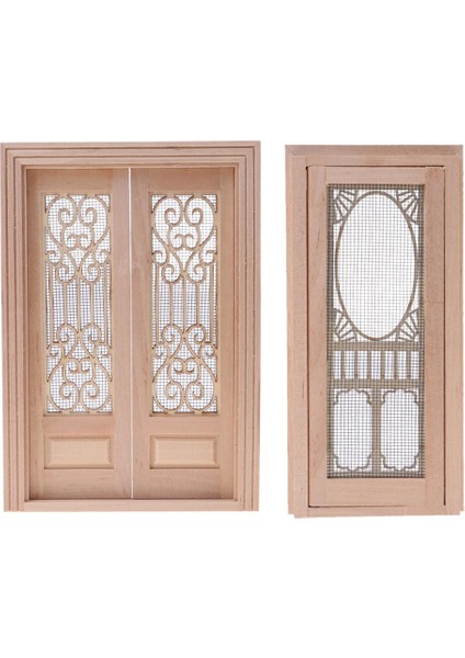 Prettyia 1/12 Ahşap Içi Boş Ekran Kapı Dollhouse Minyatür Dıy Aksesuar 2pcs (Yurt Dışından)