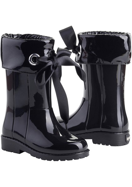 W10114 Campera Charol Kız Çocuk Su Geçirmez Yağmur Kar Çizmesi Siyah modelleri