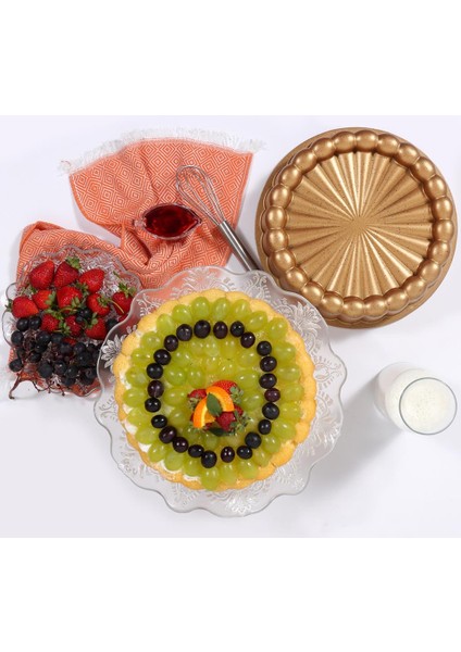 Serenk Fun Cooking Papatya Alüminyum Döküm Granit Kaplama Tart Kalıbı 28 cm Sarı