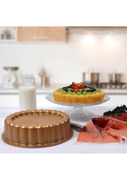 Serenk Fun Cooking Papatya Alüminyum Döküm Granit Kaplama Tart Kalıbı 28 cm Sarı