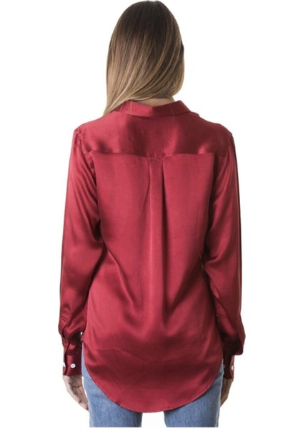 Kadın Saten Bordo Gömlek indirimleri
