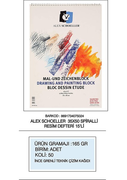 Alex Schoeller A.SPR.RSM.165.35 Resim Defteri 165 Gr. 35X50 ALX-024