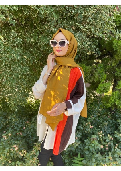 Ipekyolu Eşarp Siyane Scarf Kendinden Kırışık Kumaş Tek Renk Jazz Şal