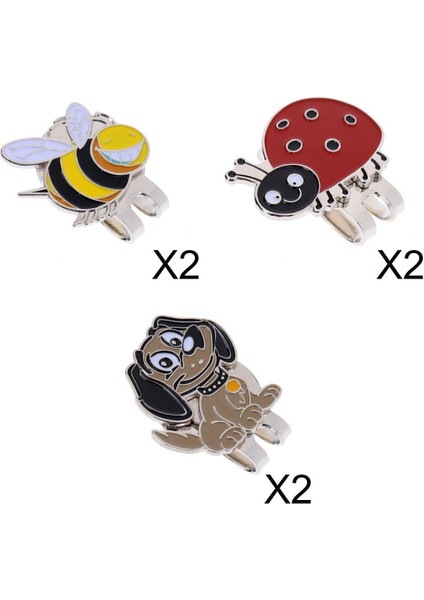 6x Güzel Hayvanlar Golf Ball Marker Manyetik Golf Şapka Klipleri 2x2.5cm