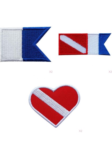 6 Adet Hafif Bayrak Alfa Bayrağı Yama Işlemeli Tüplü Dalış Rozeti Hediyelik Eşya - 3 Desen
