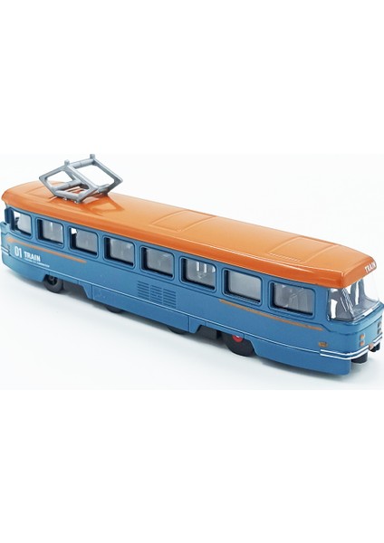 Oyuncak Metal Tren Sesli, Işıklı, Müzikli Çek-Bırak Özellikli Kapıları Açılan Metal Tren 19CM.