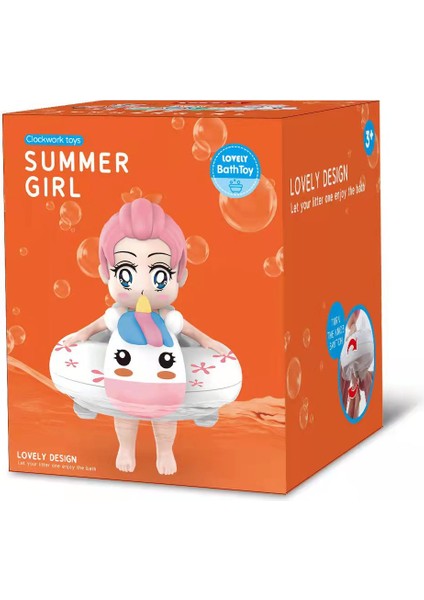 Bebek Clockwork Yüzme Yüzüğü Kız Banyo Oyuncakları(Yurt Dışından)