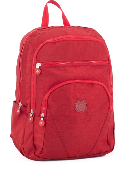 Krinkıl Kumaş Suya Dayanıklı 4 Bölmeli Unisex Seyahat, Laptop, Okul, Sırt Çantası - Kırmızı