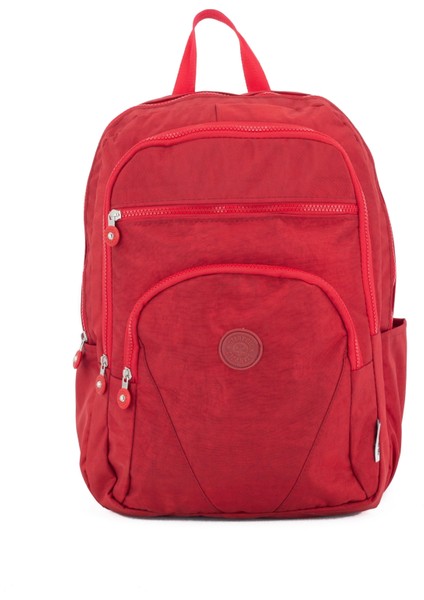 Krinkıl Kumaş Suya Dayanıklı 4 Bölmeli Unisex Seyahat, Laptop, Okul, Sırt Çantası - Kırmızı fiyatları