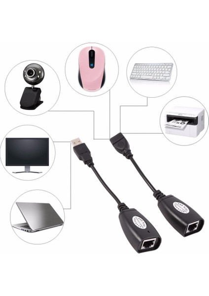 RJ45 USB Ek Uzatıcı CAT5E 6 Kablosu Ekleme Extender 45 Metre