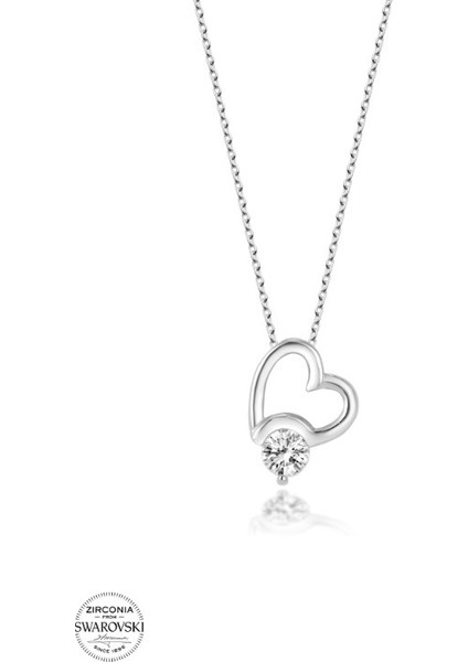 Swarovski Zirconia Kalp 925 Ayar Gümüş Kolye