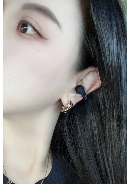 Küpe Tipi Bluetooth Kulaklık Kemik Iletimi Gerçek Kablosuz Kulak Klipsi Spor Kulaklık