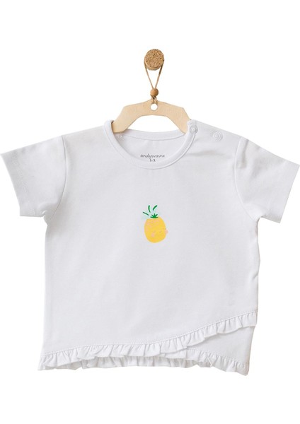 Kız Bebek Ananas Desenli Alt Üst Sarı Şort Takım AC21633R