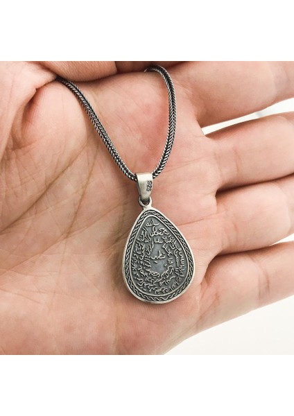 925 Ayar Gümüş Kitmir ve Nazar Dualı Erkek Kolye fırsatları