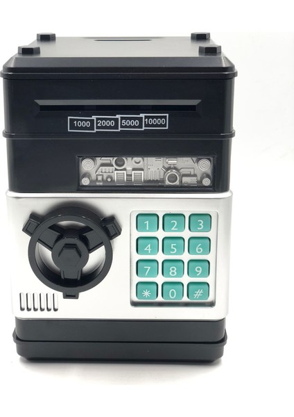 Siyah Oyuncak Dijital Atm Elektronik Şifreli Kağıt Para Alan Kasa Kumbara-Rgl