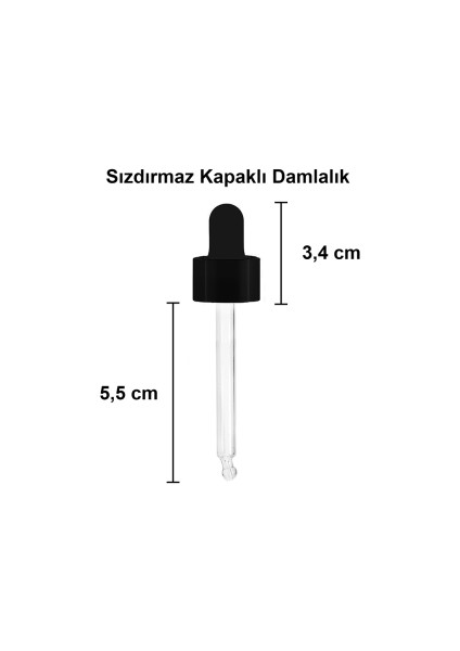 20 cc Amber Damlalık Metal Siyah Sızdırmaz Kapaklı 20 ml Dropper Cam Serum Şişesi 1 Adet