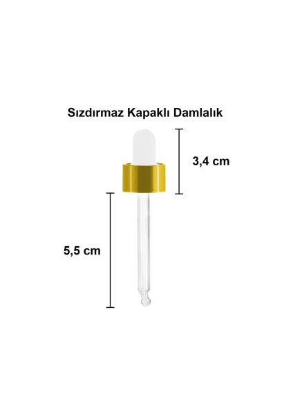 20 cc Amber Damlalık Metal Gold Sızdırmaz Kapaklı 20 ml Dropper Cam Serum Şişesi 1 Adet