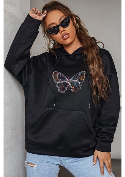 Butterfly Baskılı Sweatshirt