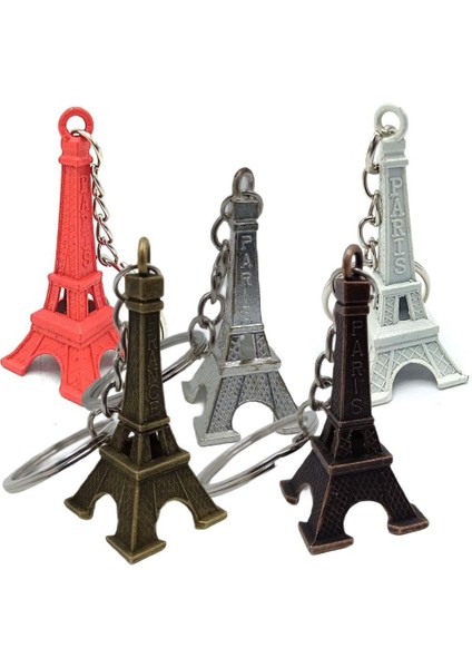 Paris Eyfel Kulesi Renkli 3D Metal Anahtarlık 5 Adet