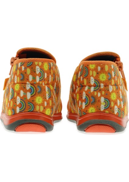 Kız Çocuk Gökkuşağı Desenli Fermuarlı Panduf modelleri