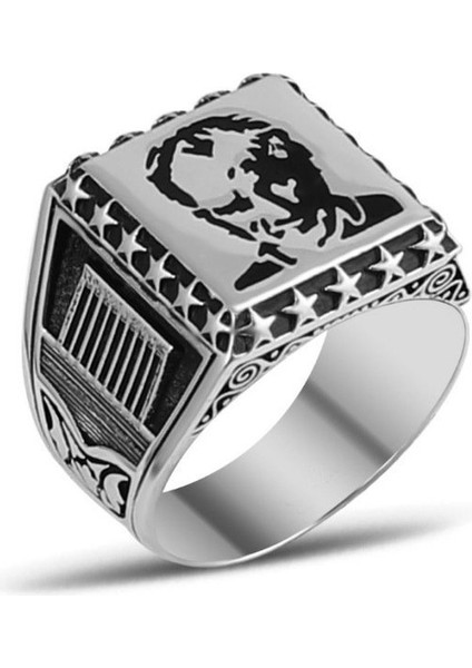 925 Ayar Gümüş Atatürk Silüeti Yüzük Model-2