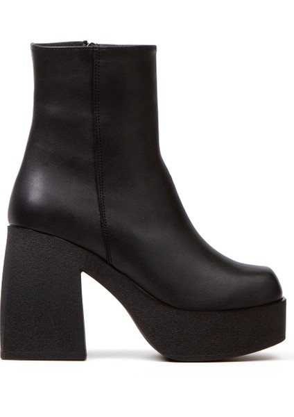Kadın Siyah Yüksek Topuklu Fermuarlı Bot