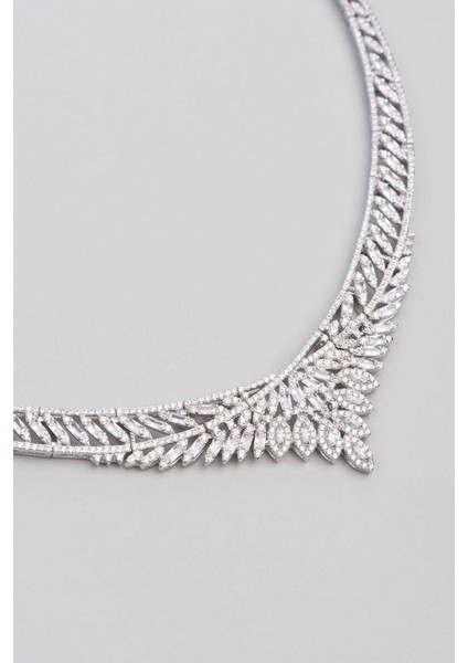 Ikonik Tasarım 18 Ayar Beyaz Altın Kaplama 40 cm Gümüş Gerdanlık fiyatları