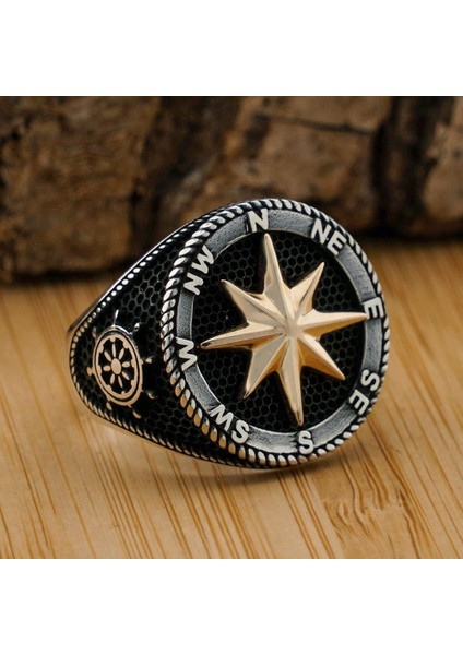 925 Ayar Gümüş Pusula Yüzük