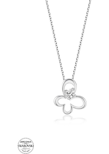 Swarovski Zirconia Kelebek 925 Ayar Gümüş Kolye