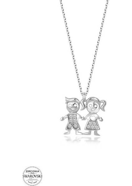 Swarovski Zirconia Kardeş 925 Ayar Gümüş Kolye