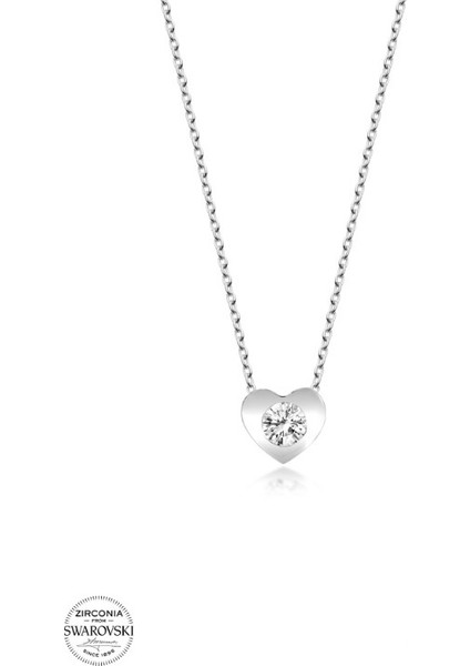 Swarovski Zirconia Kalp 925 Ayar Gümüş Kolye