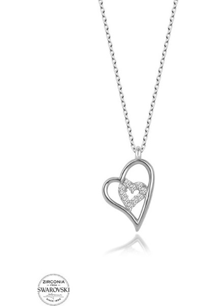 Swarovski Zirconia Kalp 925 Ayar Gümüş Kolye