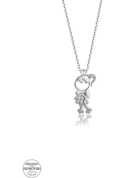 Swarovski Zirconia Kız Çocuğu 925 Ayar Gümüş Kolye