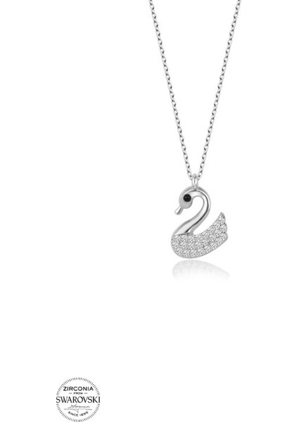 Swarovski Zirconia Kuğu 925 Ayar Gümüş Kolye