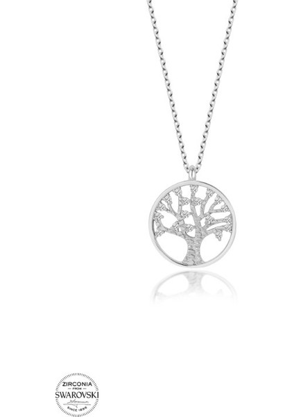Swarovski Zirconia Bereket Ağacı 925 Ayar Gümüş Kolye